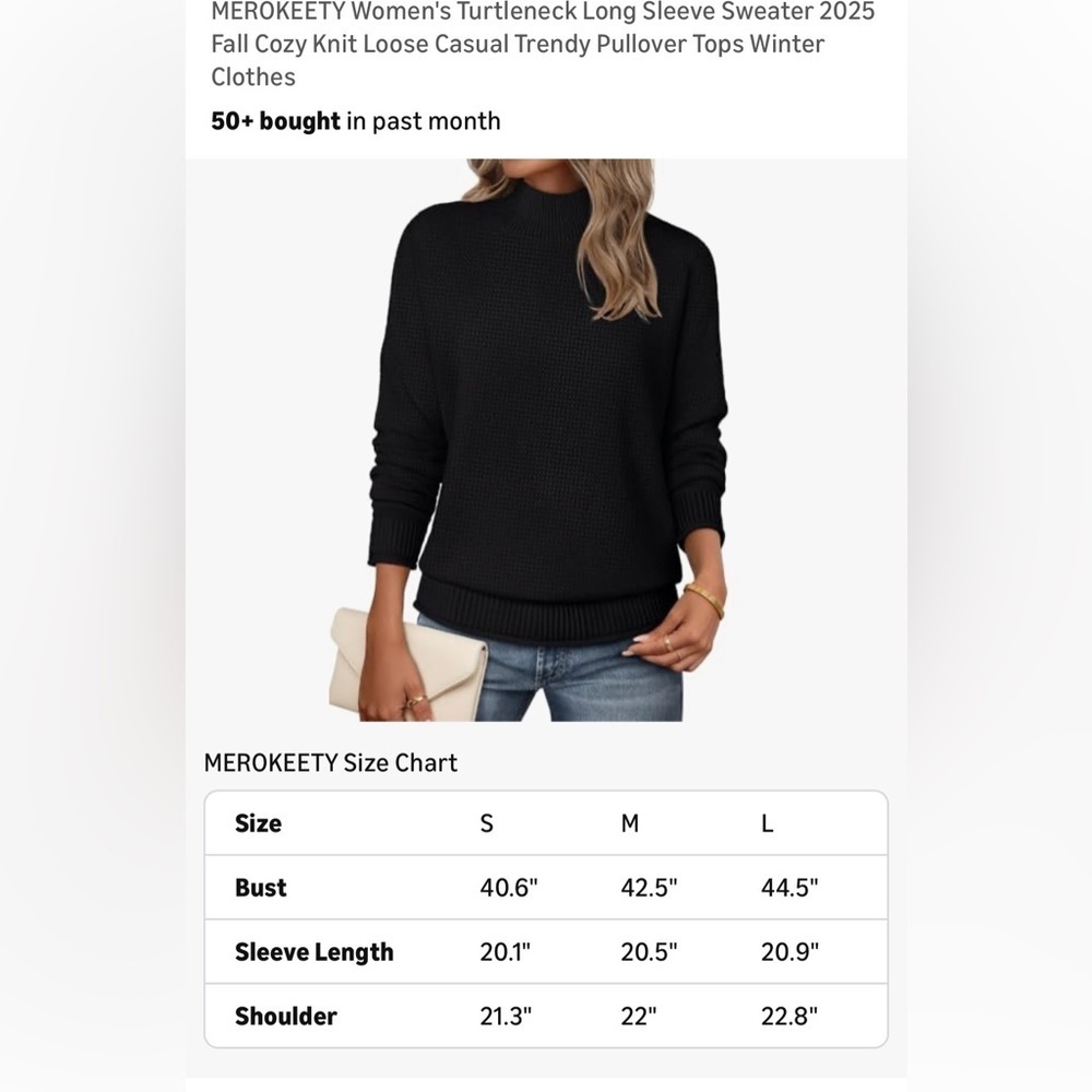 Classic Black Turtleneck Sweater for Women - Picture 3 of 12
